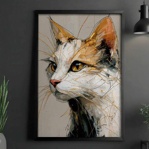 Quadro Decorativo Gato Abstrato