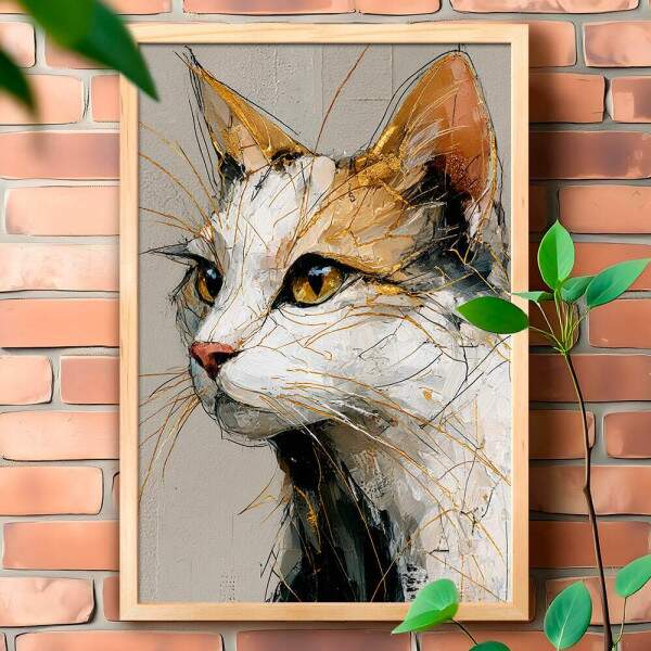 Quadro Decorativo Gato Abstrato