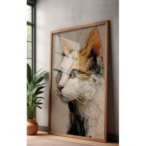 Quadro Decorativo Gato Abstrato