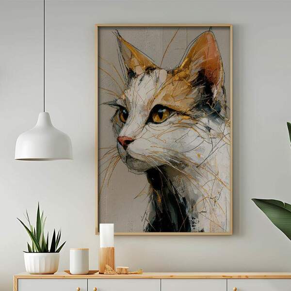 Quadro Decorativo Gato Abstrato