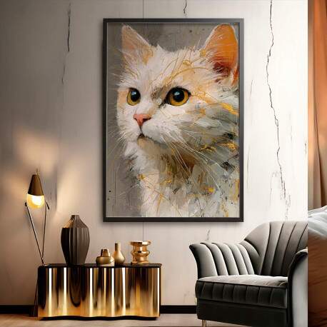 Quadro Decorativo Gato Branco 