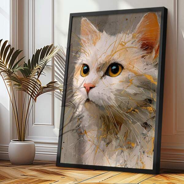 Quadro Decorativo Gato Branco