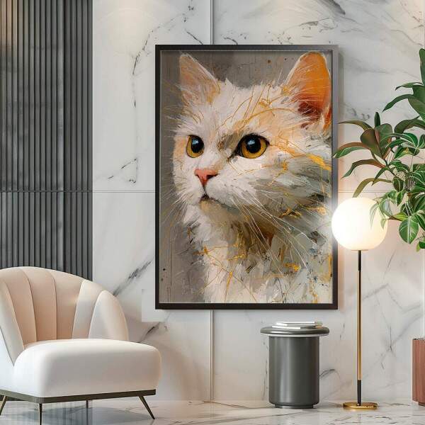 Quadro Decorativo Gato Branco