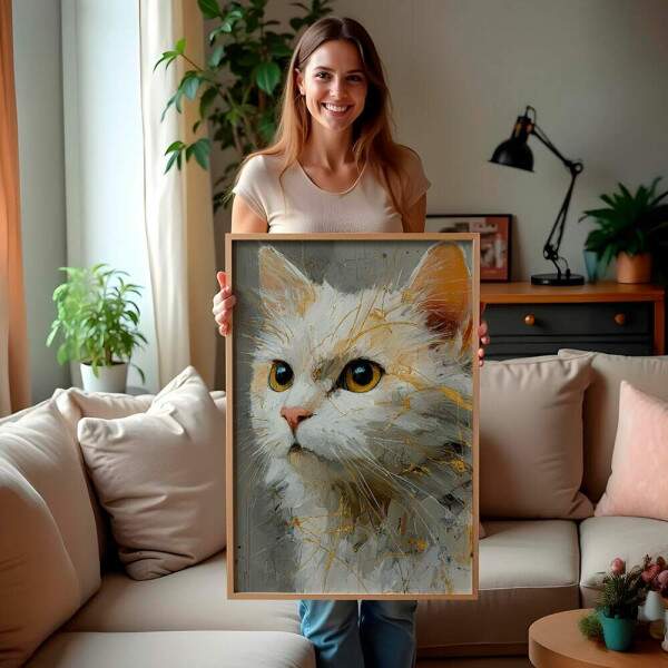 Quadro Decorativo Gato Branco