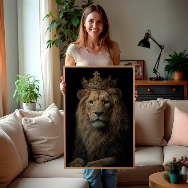Quadro Decorativo Leo Coroa Rei