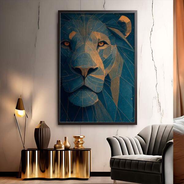 Quadro Decorativo Leo Dourado