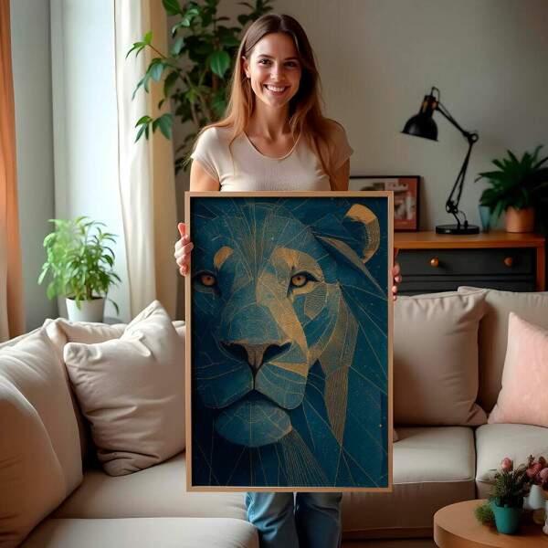 Quadro Decorativo Leo Dourado