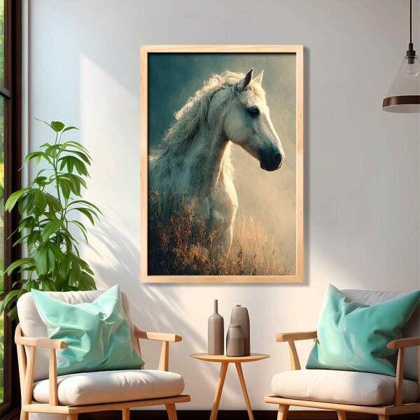 Quadro Decorativo Pintura Cavalo Branco