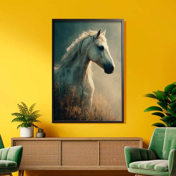 Quadro Decorativo Pintura Cavalo Branco