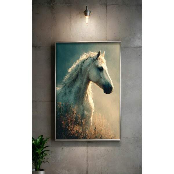 Quadro Decorativo Pintura Cavalo Branco