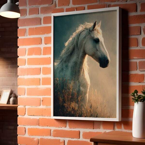 Quadro Decorativo Pintura Cavalo Branco