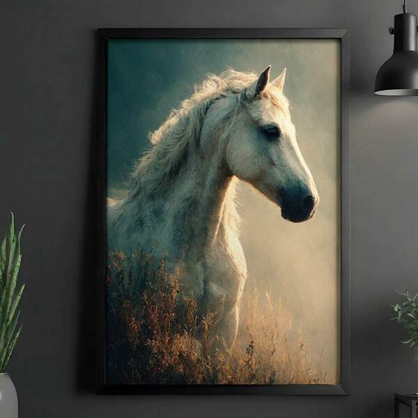 Quadro Decorativo Pintura Cavalo Branco