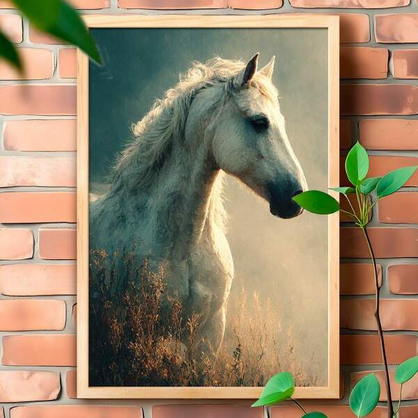 Quadro Decorativo Pintura Cavalo Branco