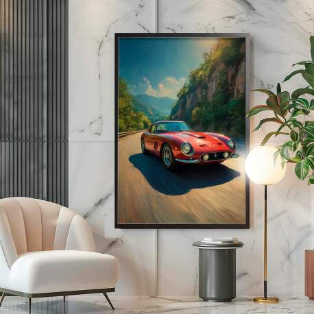 Quadro Decorativo Ferrari Antiga Em Alta Velocidade