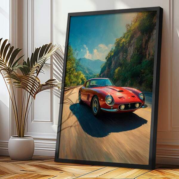 Quadro Decorativo Ferrari Antiga Em Alta Velocidade