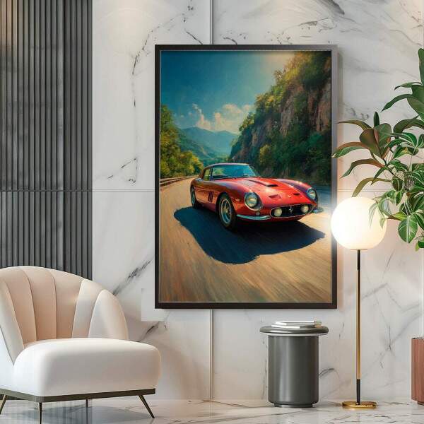 Quadro Decorativo Ferrari Antiga Em Alta Velocidade