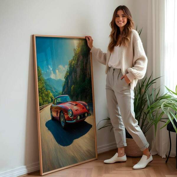 Quadro Decorativo Ferrari Antiga Em Alta Velocidade