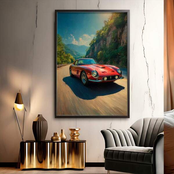 Quadro Decorativo Ferrari Antiga Em Alta Velocidade