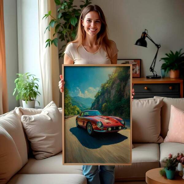 Quadro Decorativo Ferrari Antiga Em Alta Velocidade