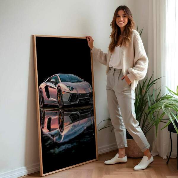Quadro Decorativo Lamborghini Cinza