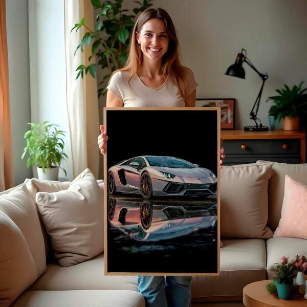 Quadro Decorativo Lamborghini Cinza