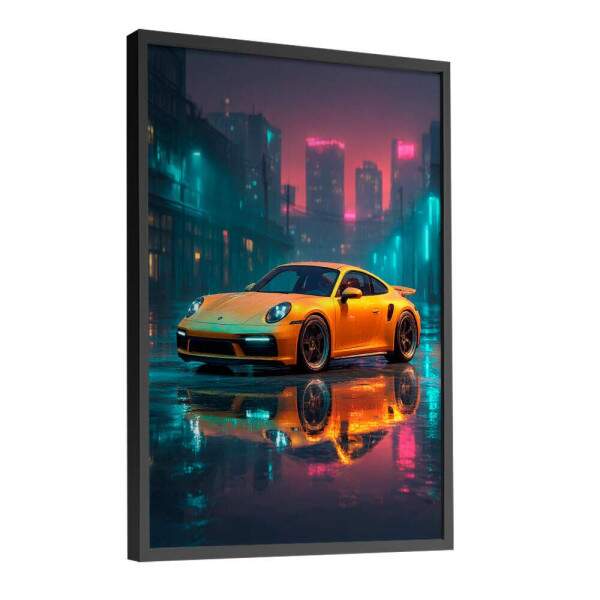 Quadro Decorativo Porsche Amarela