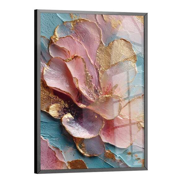 Quadro Decorativo Flor Rosa Estilo Mrmore Abstrato