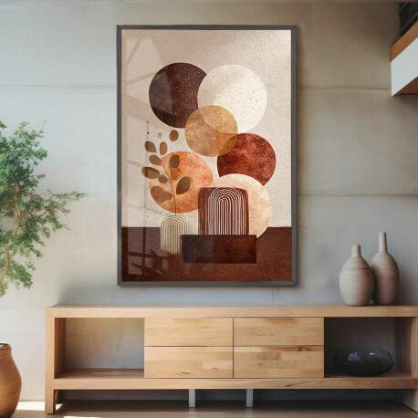 Quadro Decorativo Folhagem Abstrato Em Tons De Marrom 