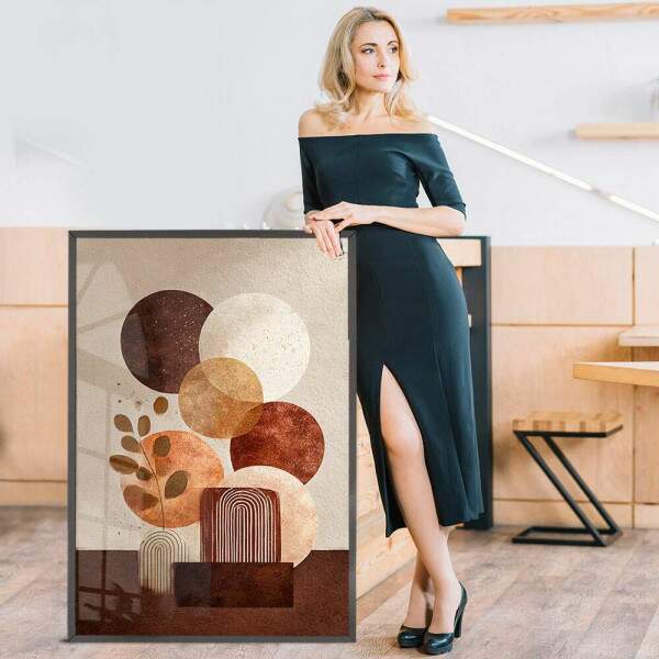 Quadro Decorativo Folhagem Abstrato Em Tons De Marrom