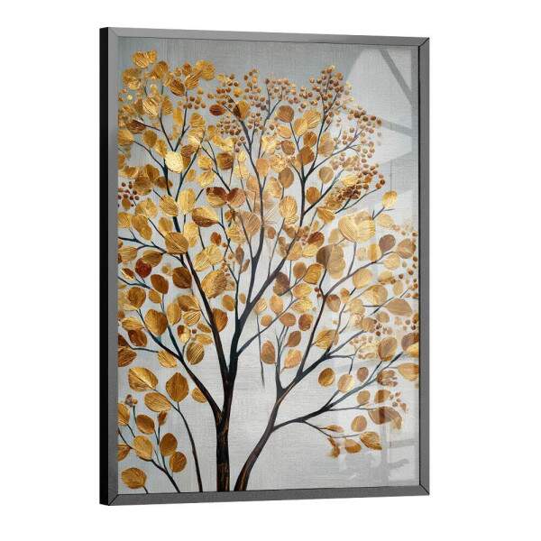 Quadro Decorativo Folhas rvore Dourada