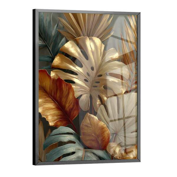 Quadro Decorativo Folhas Monstera Douradas