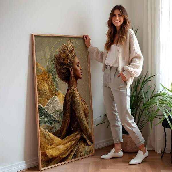 Quadro Decorativo Beyonce De Vestido Dourado