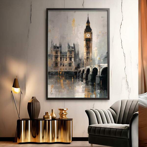 Quadro Decorativo Big Ben Londres Pintura Minimalista