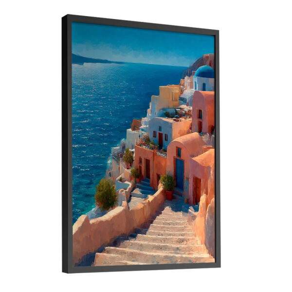Quadro Decorativo Cidade Mar Egeu Grcia