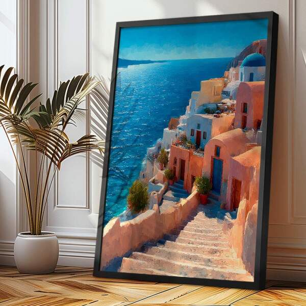 Quadro Decorativo Cidade Mar Egeu Grcia