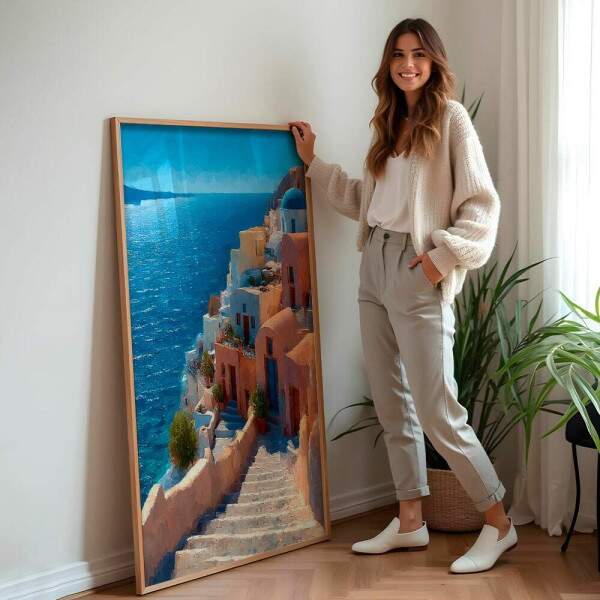 Quadro Decorativo Cidade Mar Egeu Grcia