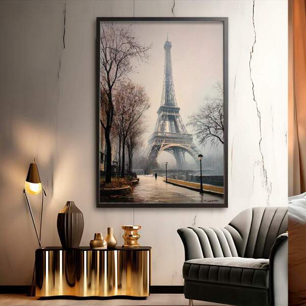Quadro Decorativo Cidade Torre Eiffel Minimalista