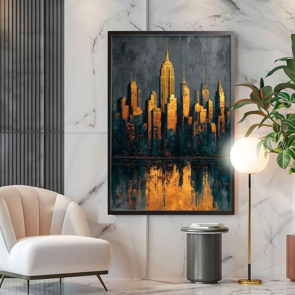Quadro Decorativo Manhattan Prdios Abstrato