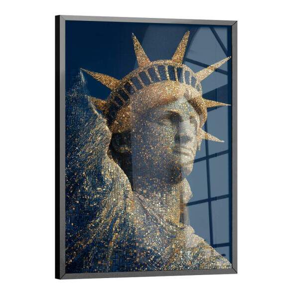 Quadro Decorativo Pintura Abstrato Esttua Da Liberdade