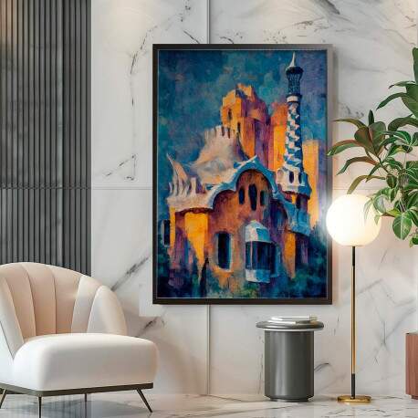 Quadro Decorativo Prdio Antigo De Barcelona Em Pintura 