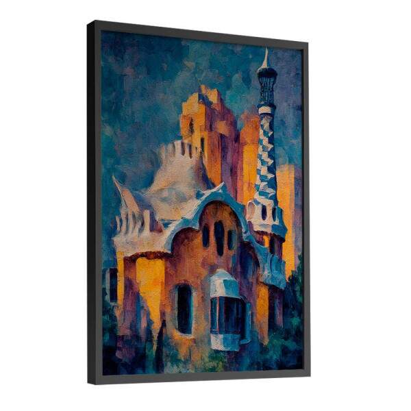 Quadro Decorativo Prdio Antigo De Barcelona Em Pintura