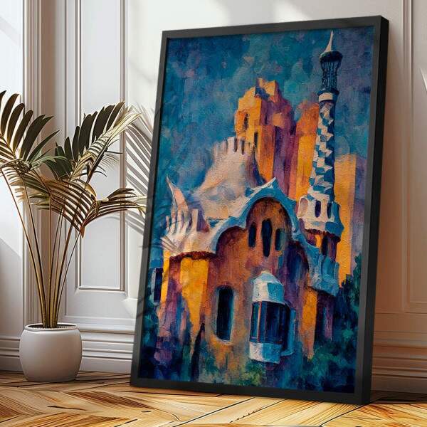 Quadro Decorativo Prdio Antigo De Barcelona Em Pintura