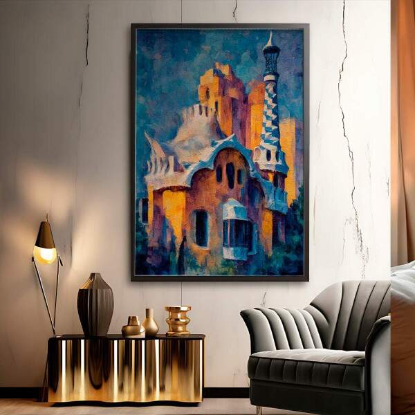 Quadro Decorativo Prdio Antigo De Barcelona Em Pintura