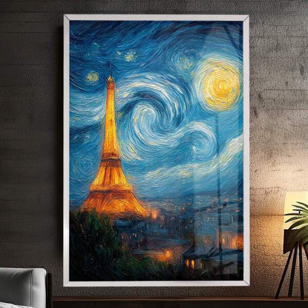 Quadro Decorativo Torre Eiffel Pintura Estilo Van Gogh