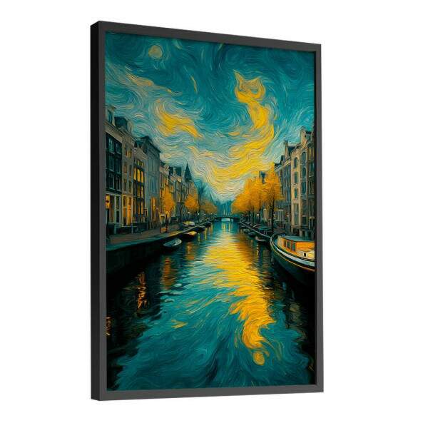 Quadro Decorativo Veneza Itlia No Estilo Van Gogh