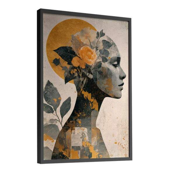 Quadro Decorativo Abstrato Mulher Collage Floral