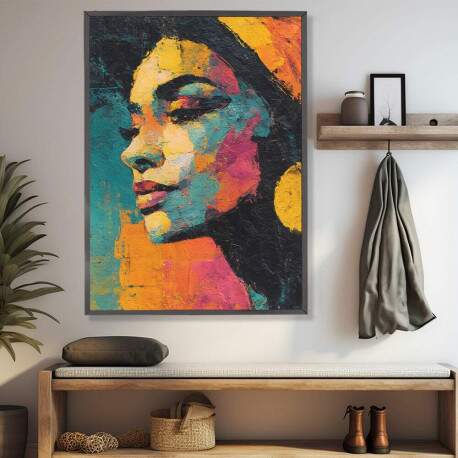 Quadro Decorativo Abstrato Pintura Mulher Africana