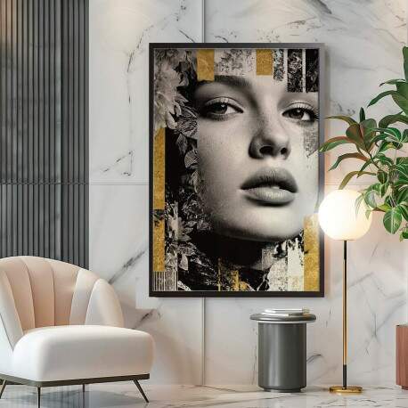 Quadro Decorativo Abstrato Rosto De Mulher 