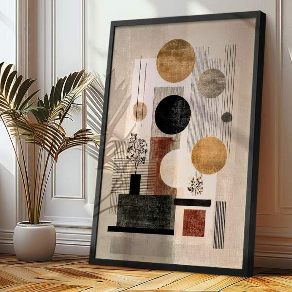 Quadro Decorativo Abstrato Escandinavos Composio De Marrons