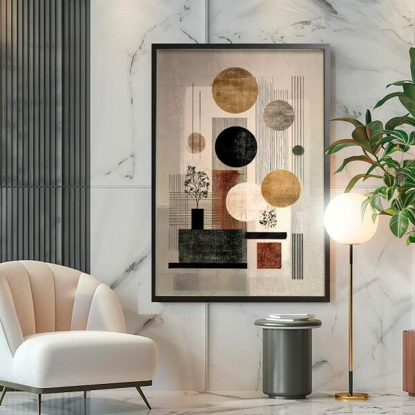 Quadro Decorativo Abstrato Escandinavos Composio De Marrons